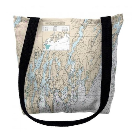 Betsy Drake TY13288SPM 16 X 16 In. Southport - Pemaquid Maine Nautical Map Tote Bag - Medium